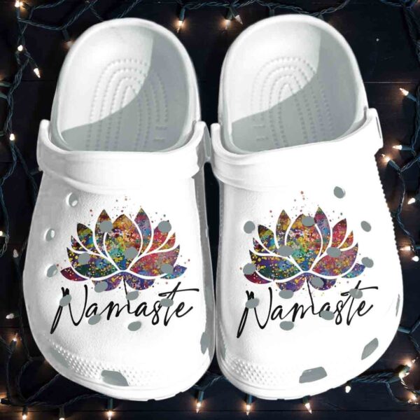 Namaste Lotus Yoga Crocs Clog Shoes  Love Light And Peace Crocs Clog Clog Birthday Gift For Women Girl Daughter Friend